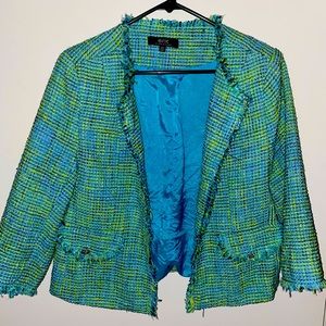 Size 12 Eric brand bright teal tweed like blazer